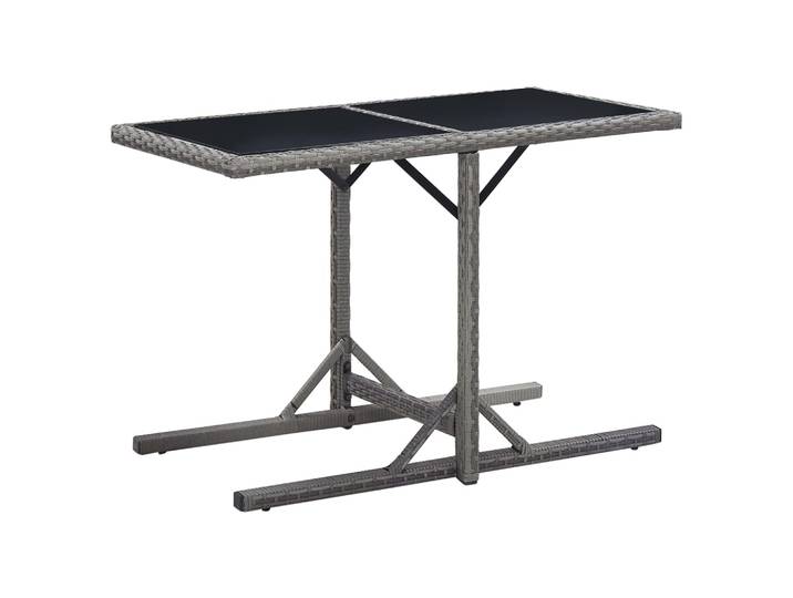 Vidaxl Garden Table Anthracite 110x53x72 Cm Glass And Poly Rattan