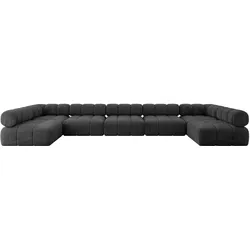 WOHNLANDSCHAFT modulares Sofa Garvo-U3 - 475x190x70 cm Schwarz Velours