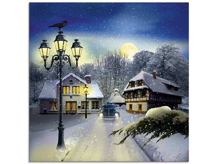 Glasbild ARTLAND Winterzeit , blau (farbe bild(er): blau), B:50cm H:50cm, Bilder, Glasbild, in verschiedenen Grössen