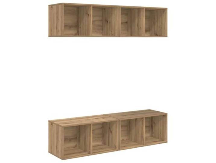 GHVBNMF 4er Set TV Lowboard Wandmontiert Artisan-Eiche Holzwerkstoff Platzsparendes Wandboard Set für Wohnzimmer und Schlafzimmer, flexible Ablagefächer aus robuster Spanplatte.