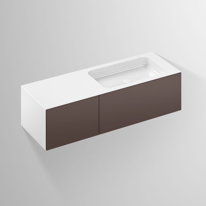 Alape Folio Waschplatz 5159513000 1254x500mm, Mulde rechts, schattenerde, ohne Hahnloch/Überlauf