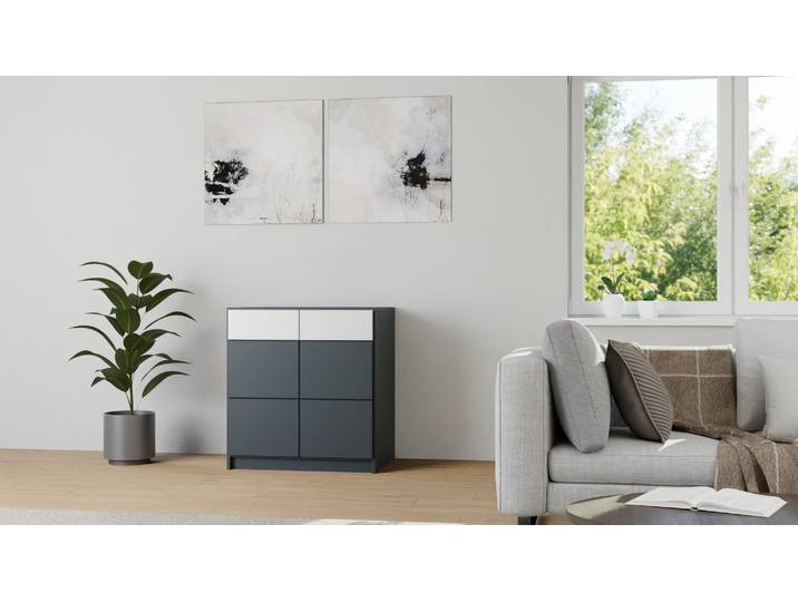 Nachtregal mit Schubladen MDF Lackiert Anthrazit­grau RAL&nbsp;7016