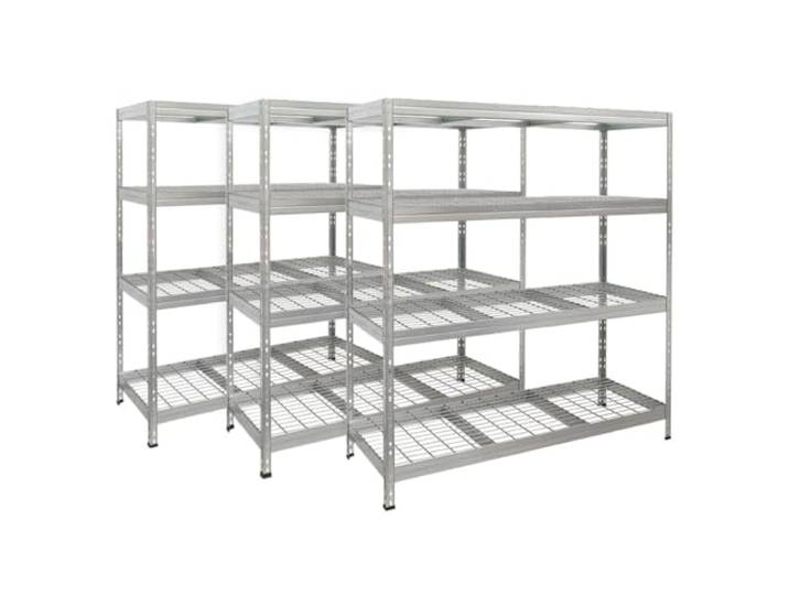 Master Regale 3er-Set Rivet Schwerlastregal mit Stahlgitter-Boden 180x150x60cm(HxBxT) 250 kg pro Boden verzinkt. Steckregal Metallregal Kellerregal Lagerregal Werkstattregal