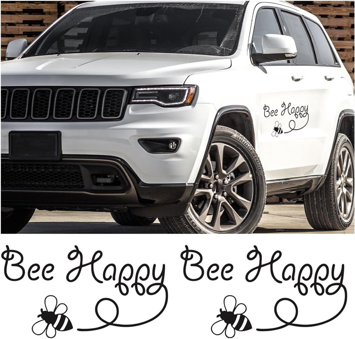 Set van 2 zwarte zelfklevende vinyl raamstickers voor auto decoratie