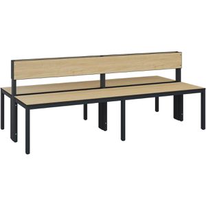 CP-Möbel Umkleidebank 8062-400, Sitzfläche Holz, 200 cm, eiche / anthrazit, doppelt