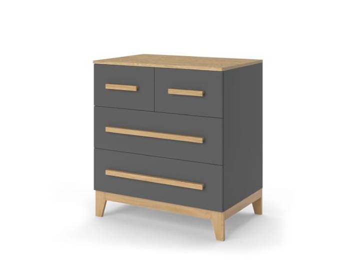 Vitalispa Kommode Malia , Grau 80 x 88 cm mit 4 Schubladen, geeignet zur Aufbewahrung von Kleidung und Alltagsgegenständen