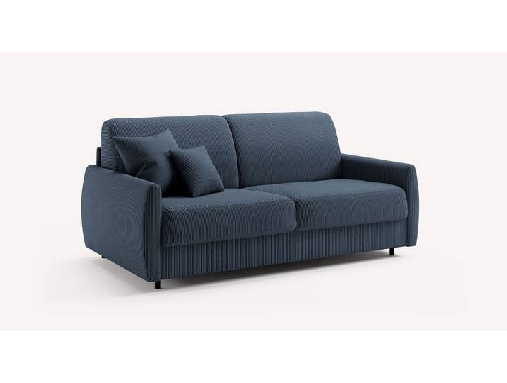 Canapé convertible Velours ALIX - Bleu - Couchage 120x190