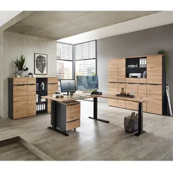 Büro Set 8-teilig in modernem Design Wildeichefarben und Dunkelgrau (achtteilig)