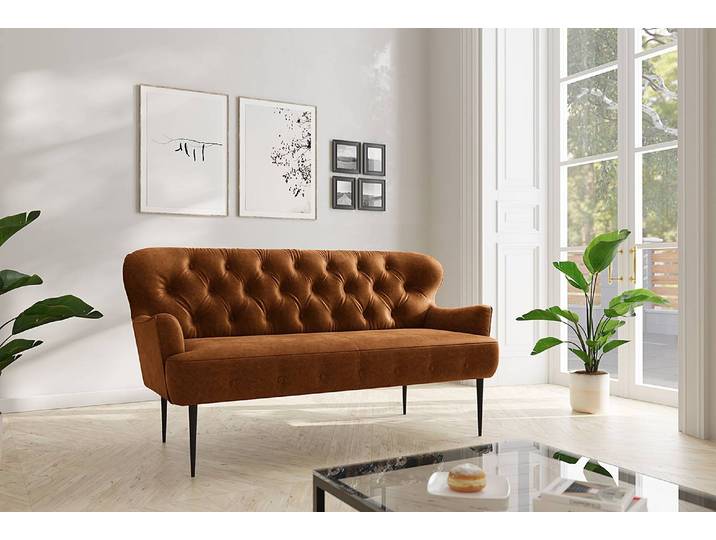 3-Sitzer Sofa Lodging Braun Microfaser Priya 193 x 97 x 87cm Landhaus