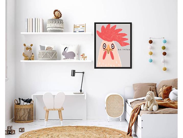 Tableau déco Big Chicken 43 x 53cm Multicolore