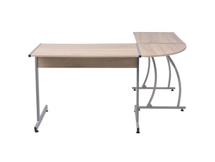 Bureau table meuble travail informatique coin en forme de l chêne 0502063