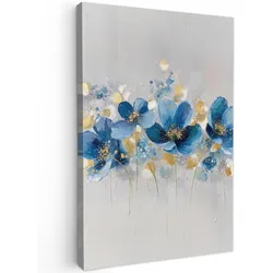 LEINWANDBILD Blumen - Blau - Abstrakt Deko XXL 80x120 cm