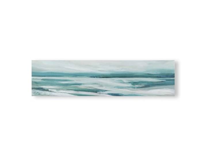Art For The Home Abstrakte Shores bedruckte Leinwand, weiß/blaugrün, modernes abstraktes malerisches Küstenlinien-Design, mit Abdeckung für kleine Risse und Unebenheiten