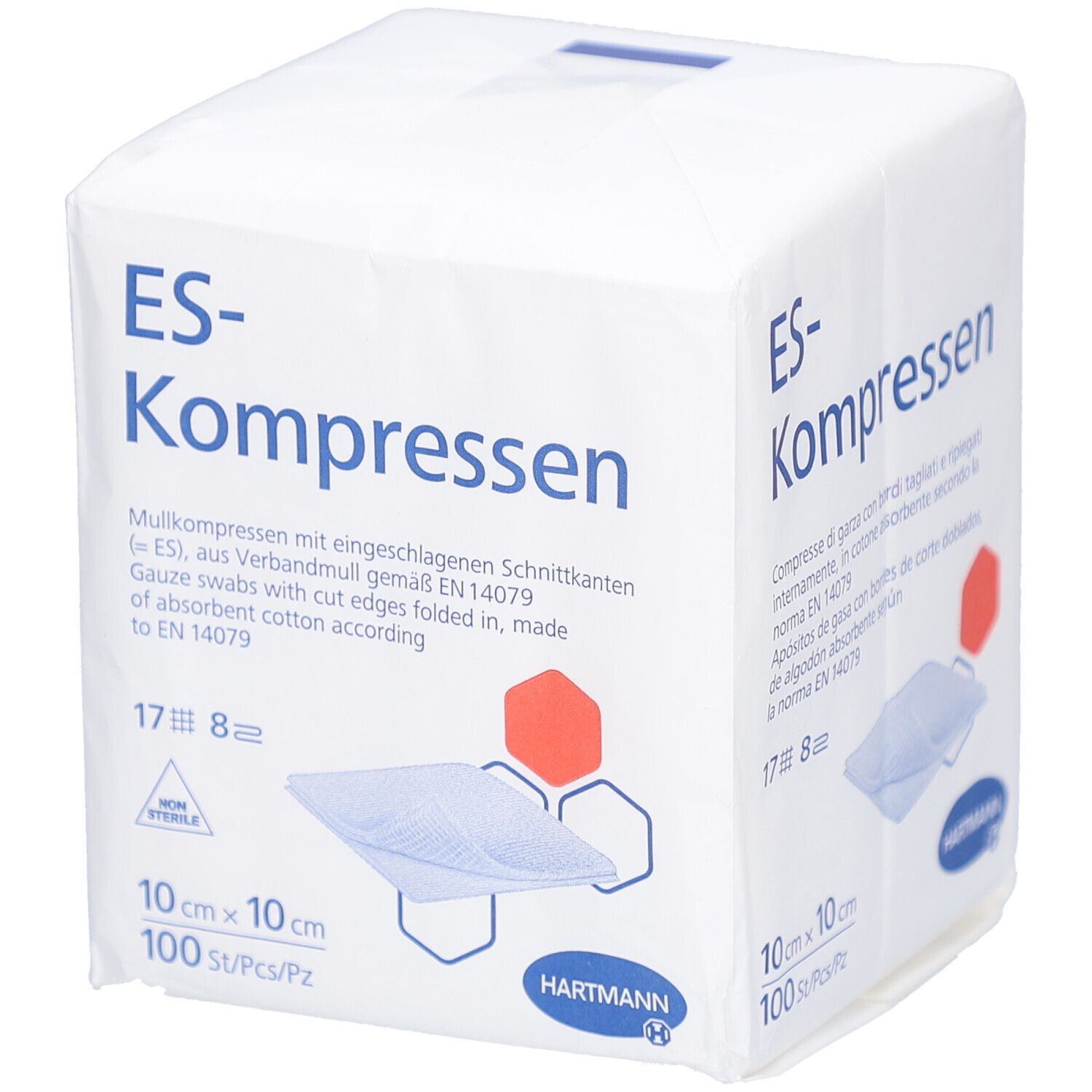 Es-Kompressen unsteril 10x10 cm 8fach 100 St Kompressen