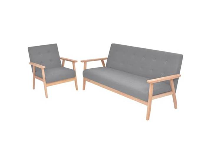 HEFZGDB Skandinavisches Sofa-Set 2-TLG Stoff Hellgrau Sessel und 3-Sitzer Massivholz Rahmen Polyester Bezug Bequeme Sitzmöbel Langlebige Polsterung Wohnzimmer Einrichtung