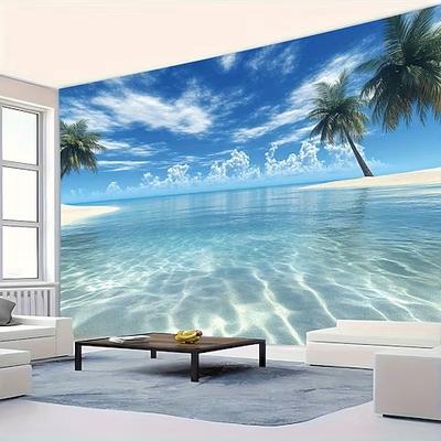 Wandteppich mit Strandmotiv, leuchtenden Palmen und kristallklarem Meer – die perfekte Wanddekoration für Wohnzimmer, Schlafzimmer oder Küstenwohnungen.