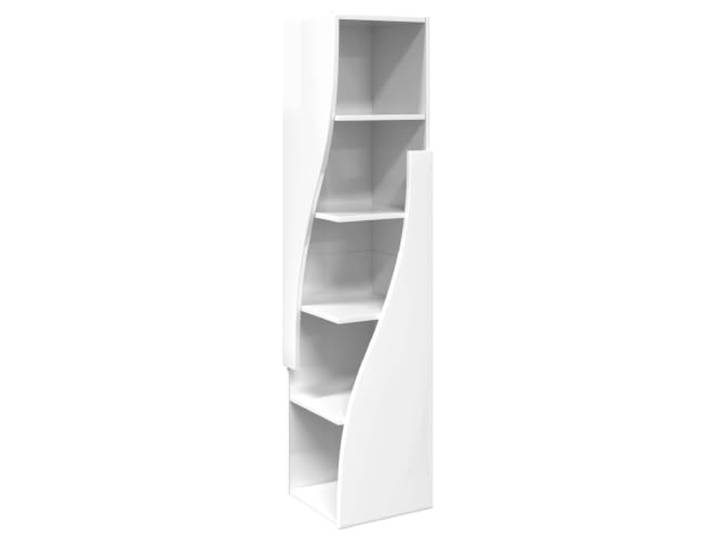 GFEROMRF Eckschrank Hochglanz Weiß 32x32x140cm Holzwerkstoff Standregal Platzsparendes Eckdesign, matte Oberfläche, viel Stauraum, Wandmontage erforderlich, robuste Konstruktion