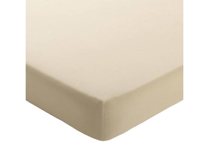 Drap-housse en coton beige 160x200x28cm