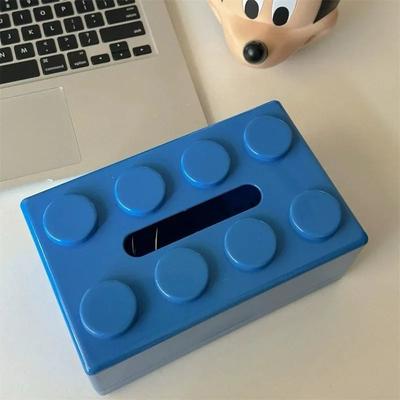 Uplifted Finds Building Block Creative Tissue Box   High Aesthetic Decorative Napkin Holder & Household Storage Case blue