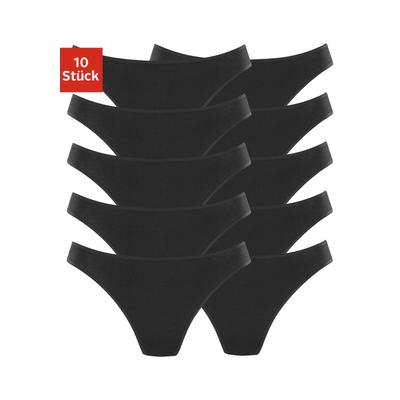 String, Damen, Gr. 36/38, Single Jersey, schwarz, Single Jersey, Obermaterial: 95% Baumwolle, 5% Elasthan, PETITE FLEUR BY LASCANA, unifarben, körpernah, Unterhosen String, aus elastischer Baumwolle