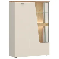 Vitrine 2-türig, Cut Out B: 95 cm, Kaschmir/Eichefarben