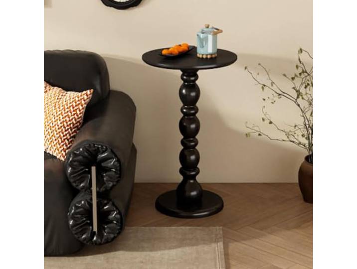 HLDJYLZS Runder Massivholz-Couchtisch, Französischer Vintage-Stil Massivholz-Konstruktion, rundes Design, französischer Vintage-Stil, Retro-Möbel, Couchtisch für kleine Räume, Wohnzimmer