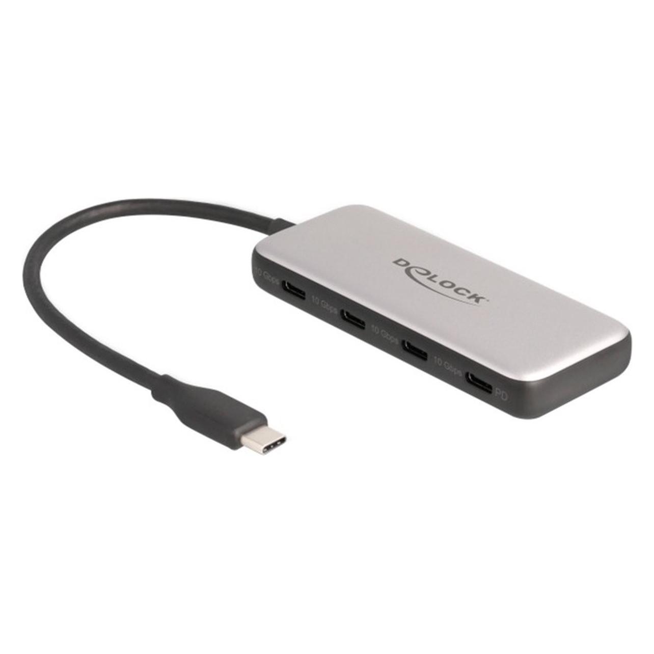 Delock USB 10 Gbps USB Type-C Hub mit 4 x USB Type-C Buchse und PD 85 Watt (USB-C, 4 Ports) (64261)