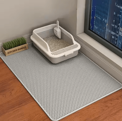 Inspire Curations Large Double Layer Cat Litter Mat For Scatter Control & Easy Cleaning grey 55x75cm