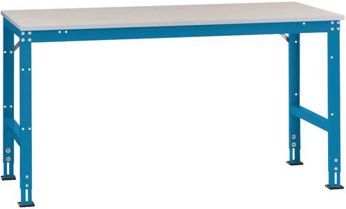 Manuflex AU6117.5007 Arbeits-Anbautisch UNIVERSAL Standard mit Kunststoffplatte, BxTxH = 2000 x 800 x 760-870mm Brillantblau