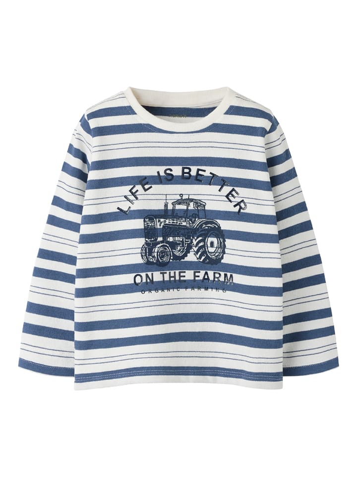 name it Longsleeve "Landon" in Weiß/ Blau - 104