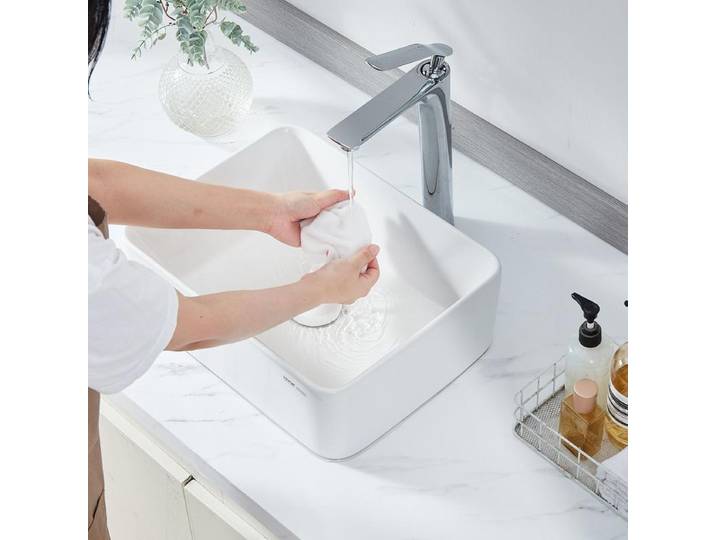 Lavabo rectangulaire en céramique blanche 406×305 mm, vasque à poser moderne pour salle de bain, hôtel et camping-car