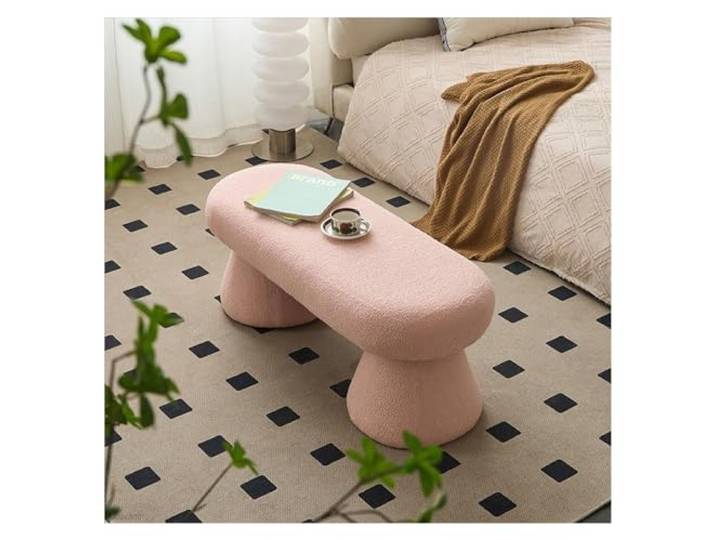 Dekorativ Bank for das Bettende im Schlafzimmer, Ottomane-Bank(Pink)