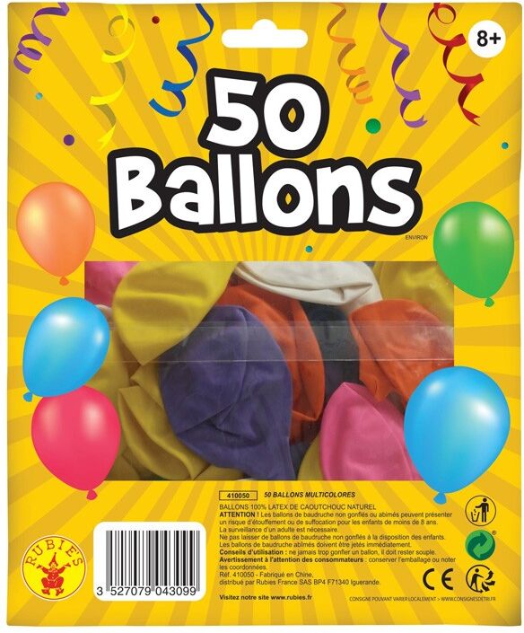 Sachet de 50 ballons multicolores - Rubies