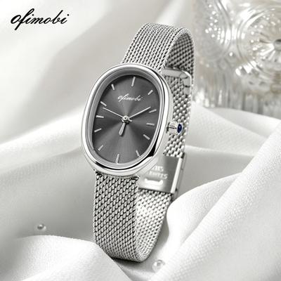 Fusion Finds Elegant Women's Quartz Watch With Oval Dial, Milanese Mesh Strap & Waterproof Design black