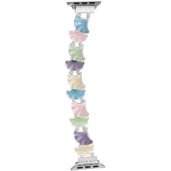 Neue Armbanduhr GlacierX Gleam Ginkgo Stretch Bracelet Sweet Candy für Apple Watch 38/40/41mm Silber-Pastell.