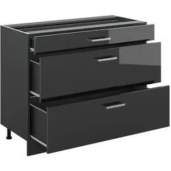 Vicco, Regal, Küchenunterschrank R-Line, Anthrazit Hochglanz/Anthrazit, 100 cm Arbeitsplatte Anthrazit (100 x 60 x 81.60 cm)
