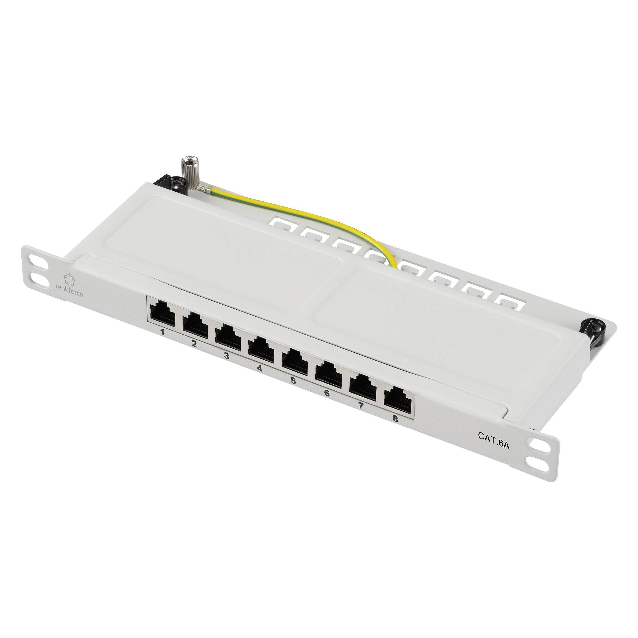 Renkforce RF-4996630 8 Port Patch-Panel 254 mm (10") CAT 6a 0.5 HE Grau (RF-4996630)