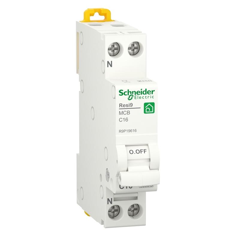Schneider Electric Resi9 XP MCB/automatsikring 1PN C-karakteristik 16A 6kA 18mm (16 A) (R9P19616)