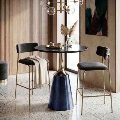 Furniture of America Darcy II Glam Sintered Stone Pedestal Round Counter Height Dining Table