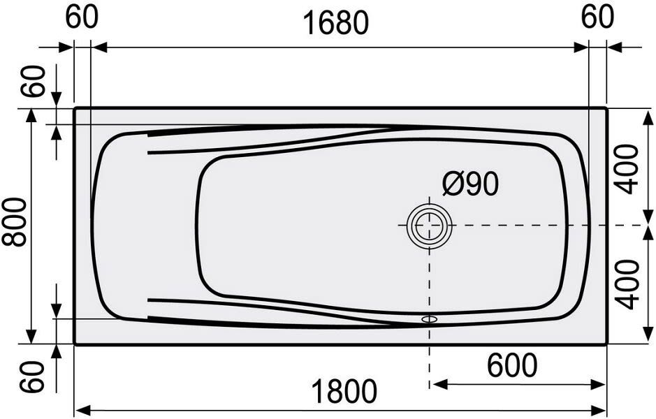 DUSCHOLUX Ancona 118 Free-Line Badewanne 180 x 80 cm