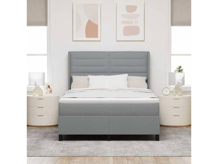KTHLBRH Doppelbett Hellgrau 160 x 200 cm mit Matratze Kopfteil verstellbar, Lattenrost, Holzrahmen, max. 280 kg