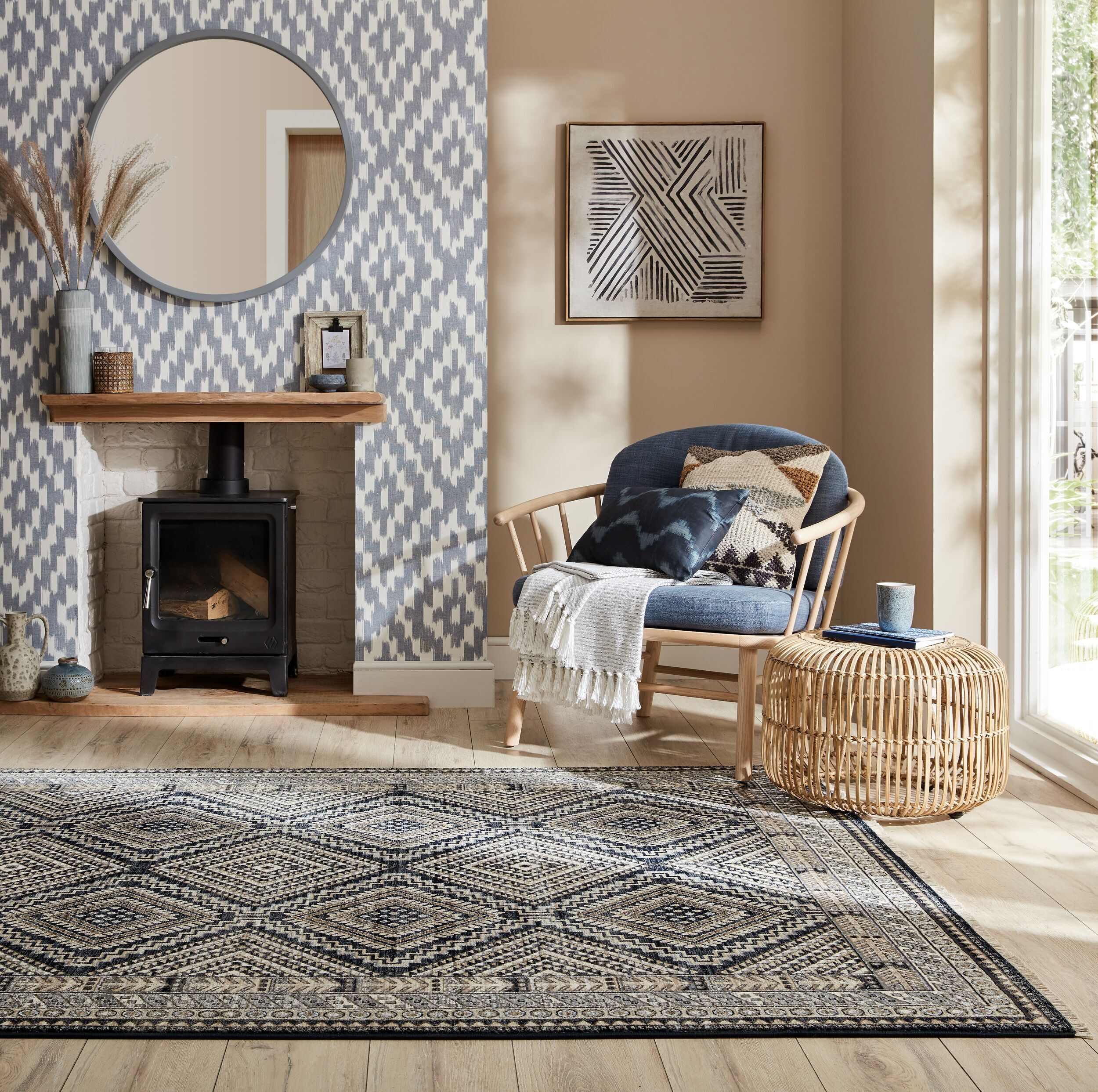 Teppich FLAIR RUGS "Arianna Jute", beige (natur), B:120cm H:8mm L:170cm, Baumwolle, Jute, Kunstfaser, Teppiche, Teppich, Jute Teppich