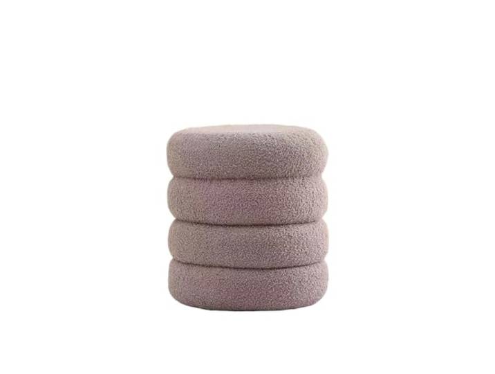 WJIAYAO Runder Sitzhocker Schminkhocker Cremefarbener Make-up-Stuhl, Plüsch-Schminktisch for Schlafzimmer, weiche Fußstütze und Ottomane(Gray)