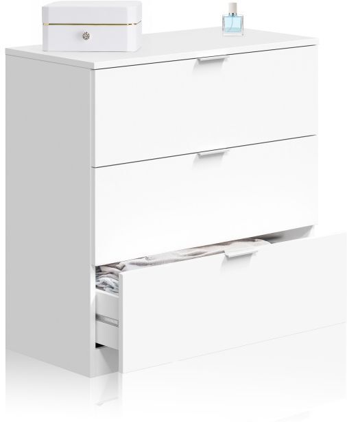 duehome Cómoda de 3 cajones amplios y versátiles 77x80 cm Andra - Blanco