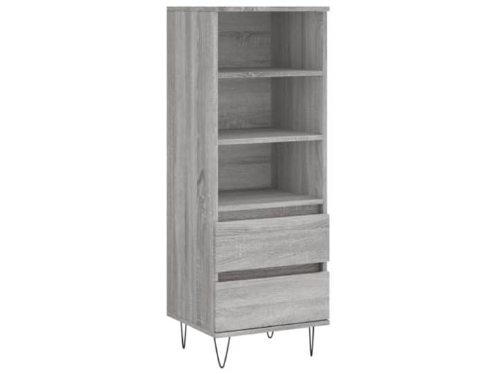 HGFDVCMR Highboard Grau Sonoma 40x36x110 cm Schrank aus Holzwerkstoff Schlankes Beistellregal mit 3 offenen Fächern und 2 Schubladen für Wohnzimmer, Flur und Büro im Industrie-Design.
