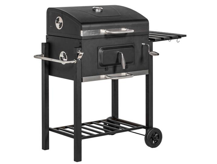 Outsunny Holzkohlegrill, Schwarz, Metall, 65x108x113 cm, Grills, Holzkohlegriller
