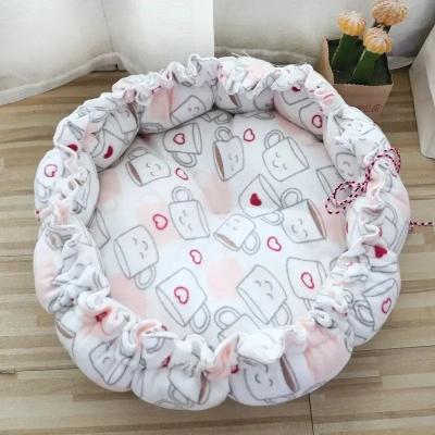 Uplifted Finds Plush Nesting Donut Pet Bed & Cushion Basket coffee l