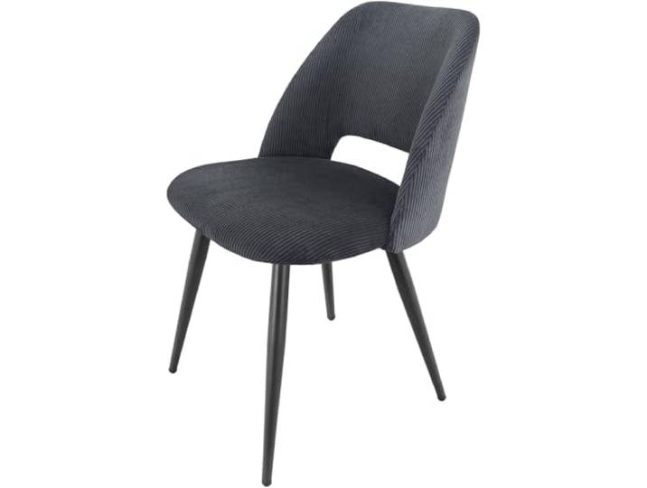 WAFTING Esszimmerstühle 1er Set, Kordsamt Stuhl Mit Dickem Cord-Schwamm Gepolsterter, Esstischstühle mit Separaten Metallbeinen, für Esszimmer, Wohnzimmer, Schlafzimmer und Empfang, Schwarz