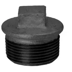Hermann Schmidt Temperguss Stopfen 14290025 DN 25, 1", mit Rand, schwarz