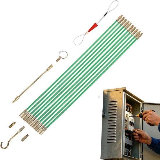Glasvezelset Kabeltrekken met Antislip Mechanisme en 58 cm Stangen